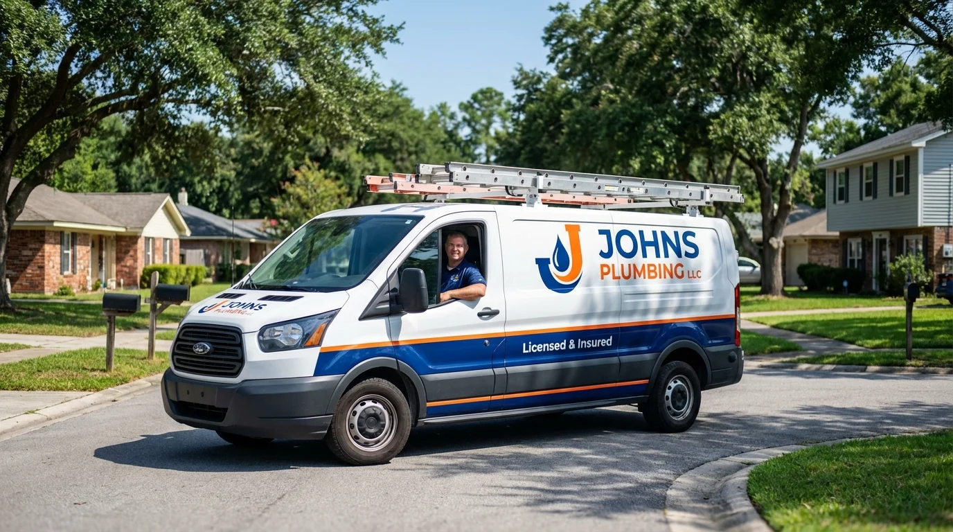 Johns Plumbing LLC service van in Petersburg, WV